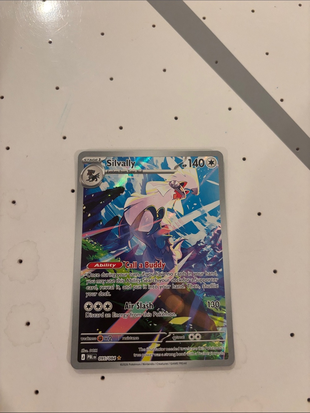 Pokemon Silvally Holographic Trading Card - White/Blue